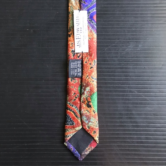 Stefano Milano Men’s Silk Purple Rust Green Print Tie Italy - Picture 4 of 5